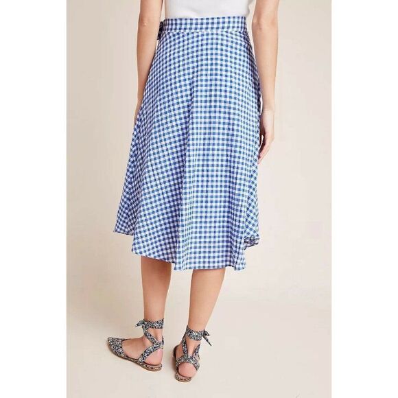 NEW ANTHROPOLOGIE X MAEVE GLENNA GINGHAM MIDI SKIRT - Picture 4 of 6